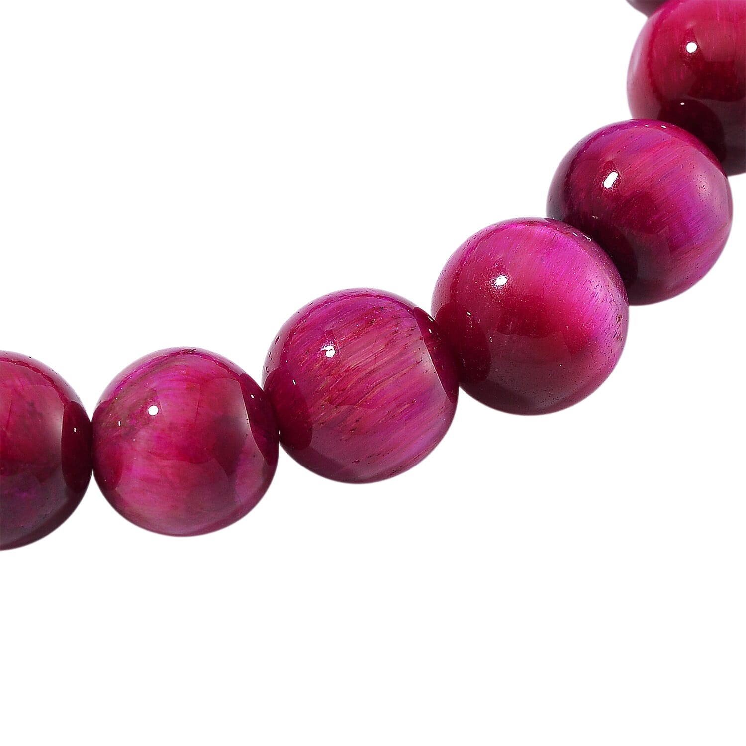 Fuchsia Tiger's Eye (D) 150.00 ctw Beaded Stretch Bracelet