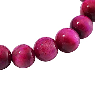 Fuchsia Tiger's Eye (D) 150.00 ctw Beaded Stretch Bracelet