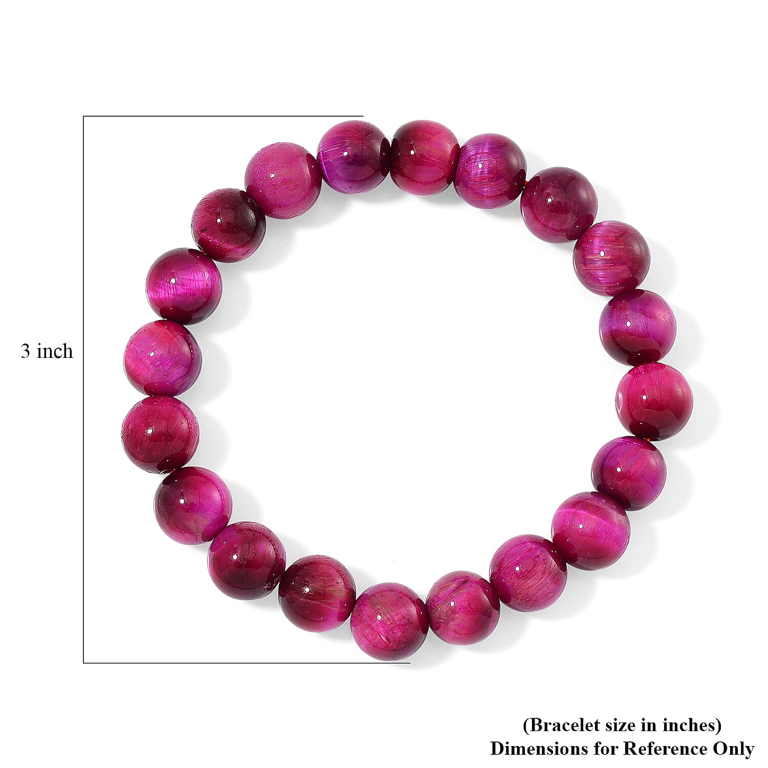 Fuchsia Tiger's Eye (D) 150.00 ctw Beaded Stretch Bracelet
