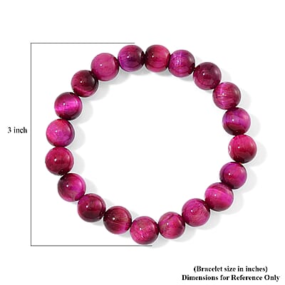 Fuchsia Tiger's Eye (D) 150.00 ctw Beaded Stretch Bracelet
