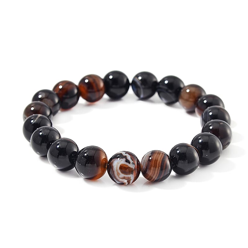 Agate Beaded Stretch Bracelet 150.00 ctw