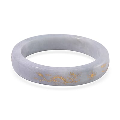 Natural Jade 370.00 ctw Carved Dragon Bangle Bracelet (7.0 In)