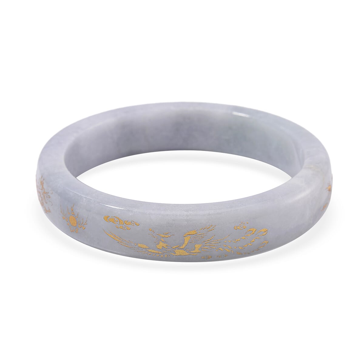 Natural Jade 370.00 ctw Carved Dragon Bangle Bracelet (7.0 In) image number 3