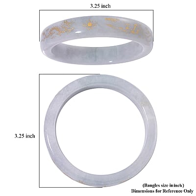 Natural Jade 370.00 ctw Carved Dragon Bangle Bracelet (7.0 In)