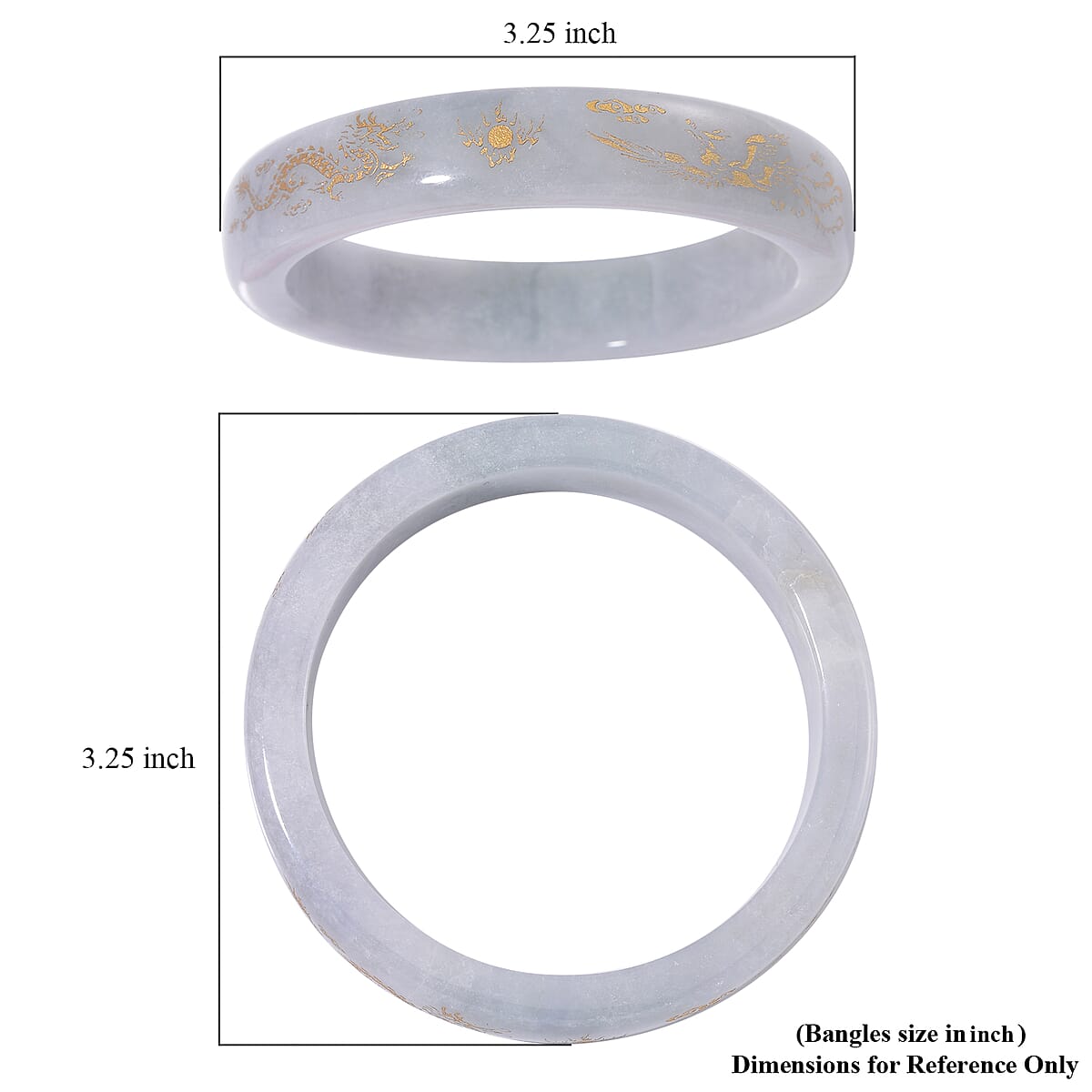 Natural Jade 370.00 ctw Carved Dragon Bangle Bracelet (7.50 In) image number 4