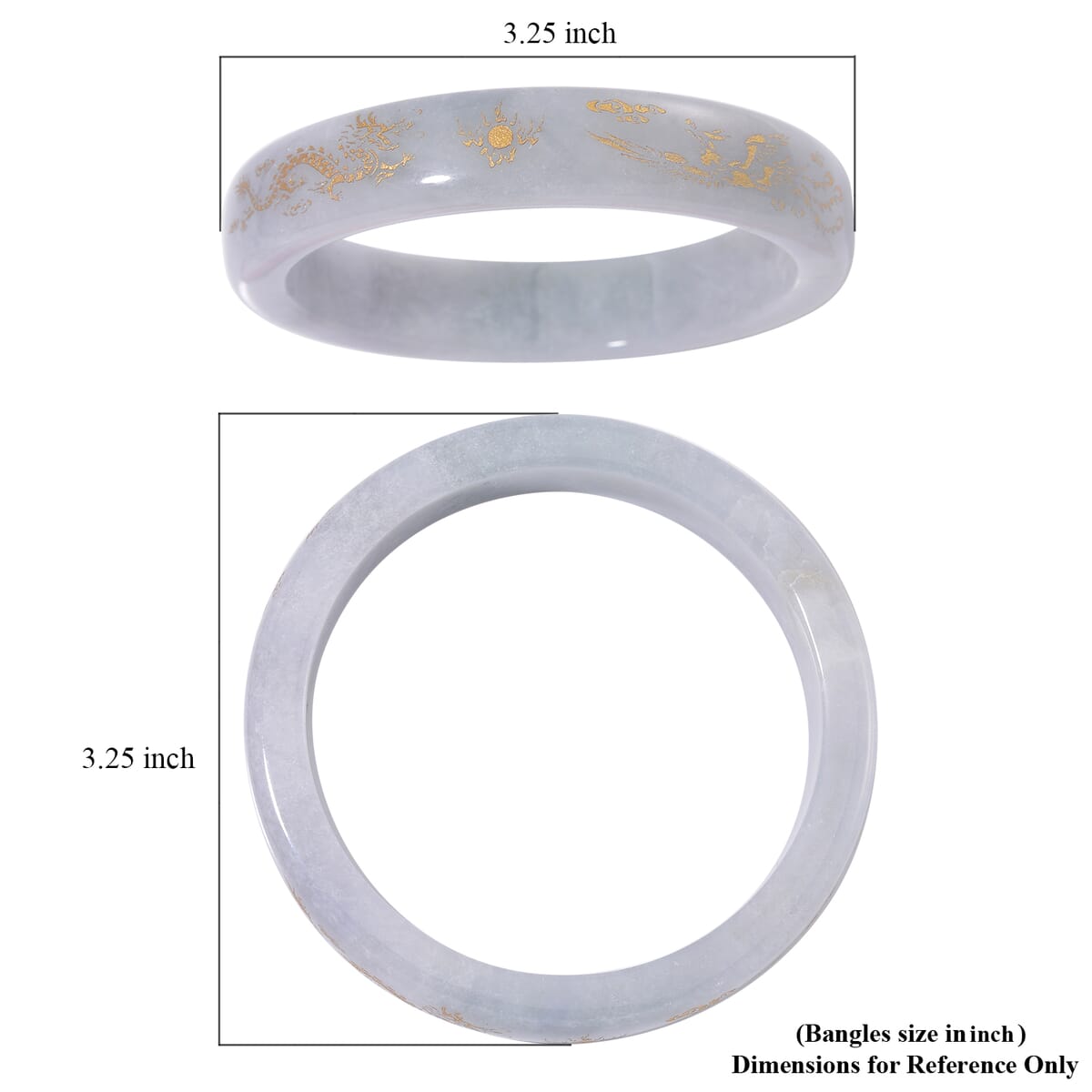 Natural Jade 370.00 ctw Carved Dragon Bangle Bracelet (8.0 In) image number 4