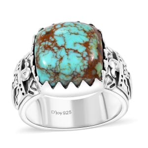 Artisan Crafted Blue Horizon Turquoise 7.15 ctw Native American Ring in Black Oxidized Sterling Silver (Size 10.0)