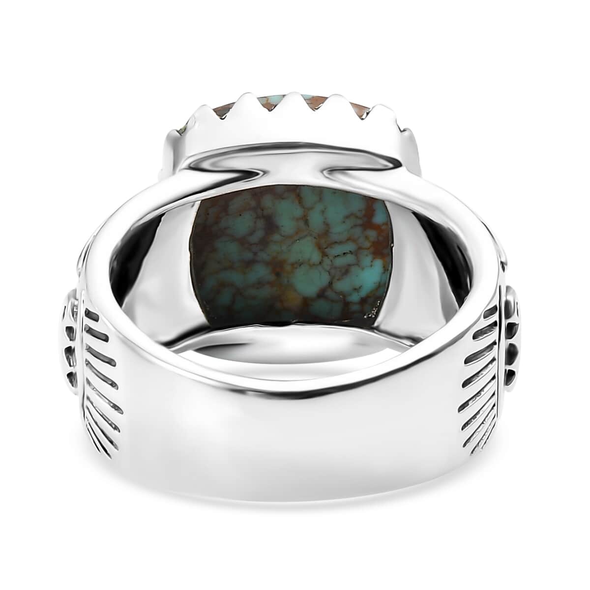 Artisan Crafted Blue Horizon Turquoise Solitaire Ring in Black Oxidized Sterling Silver (Size 10.0) 7.15 ctw image number 4