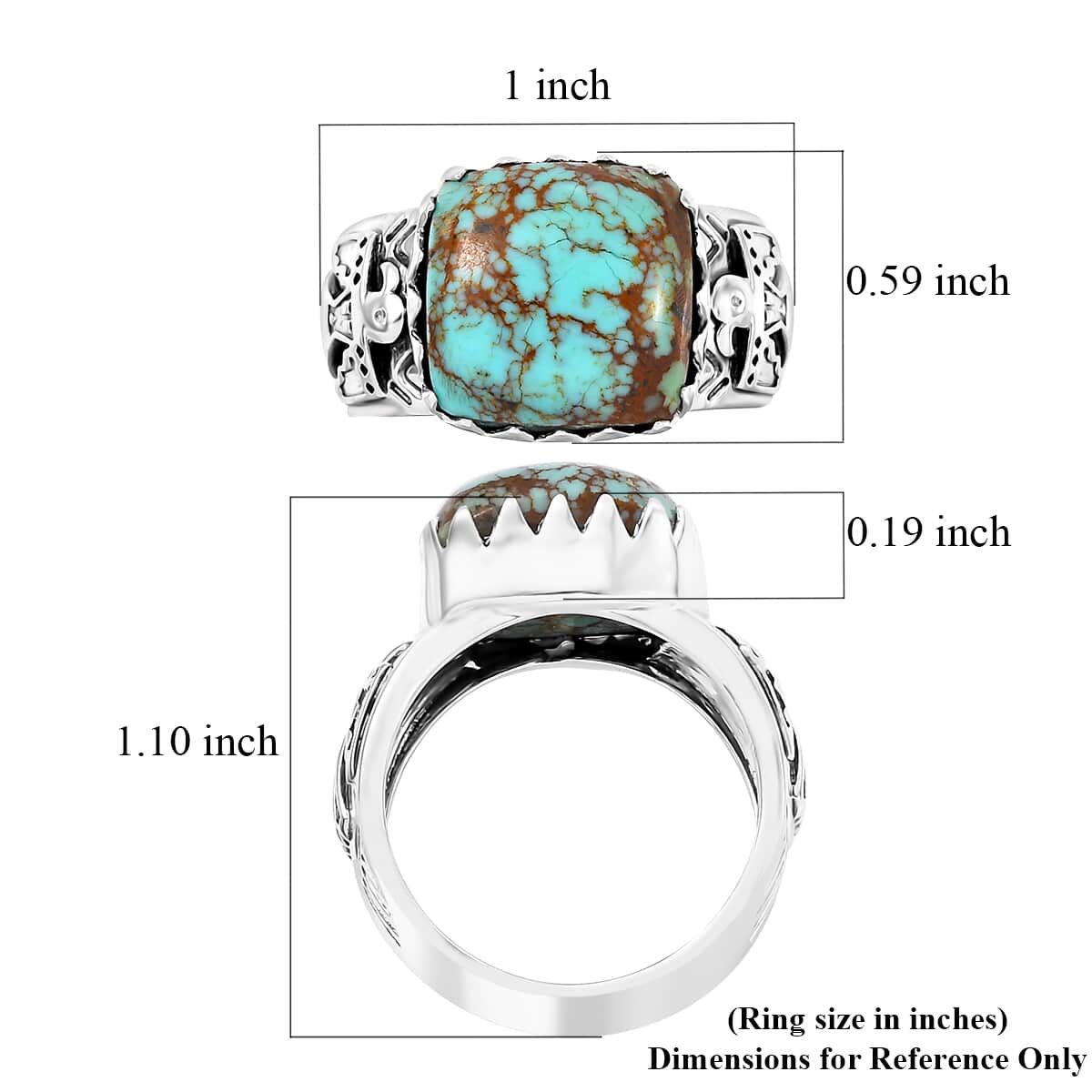 Artisan Crafted Blue Horizon Turquoise Solitaire Ring in Black Oxidized Sterling Silver (Size 10.0) 7.15 ctw image number 5