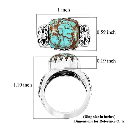 Artisan Crafted Blue Horizon Turquoise 7.15 ctw Native American Ring in Black Oxidized Sterling Silver (Size 10.0)
