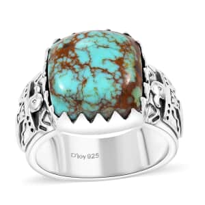 Artisan Crafted Blue Horizon Turquoise 7.15 ctw Native American Ring in Black Oxidized Sterling Silver (Size 6.0)