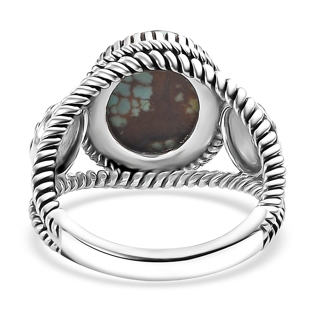 Artisan Crafted Blue Horizon Turquoise 4.20 ctw Floral Ring in Black Oxidized Sterling Silver (Size 10.0)