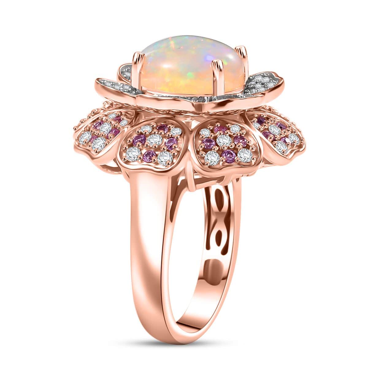 GP Italian Garden CollectionPremium Ethiopian Welo Opal and Multi Gemstone 4.00 ctw Ring in 18K Vermeil Rose Gold Over Sterling Silver (Size 10.0) image number 3