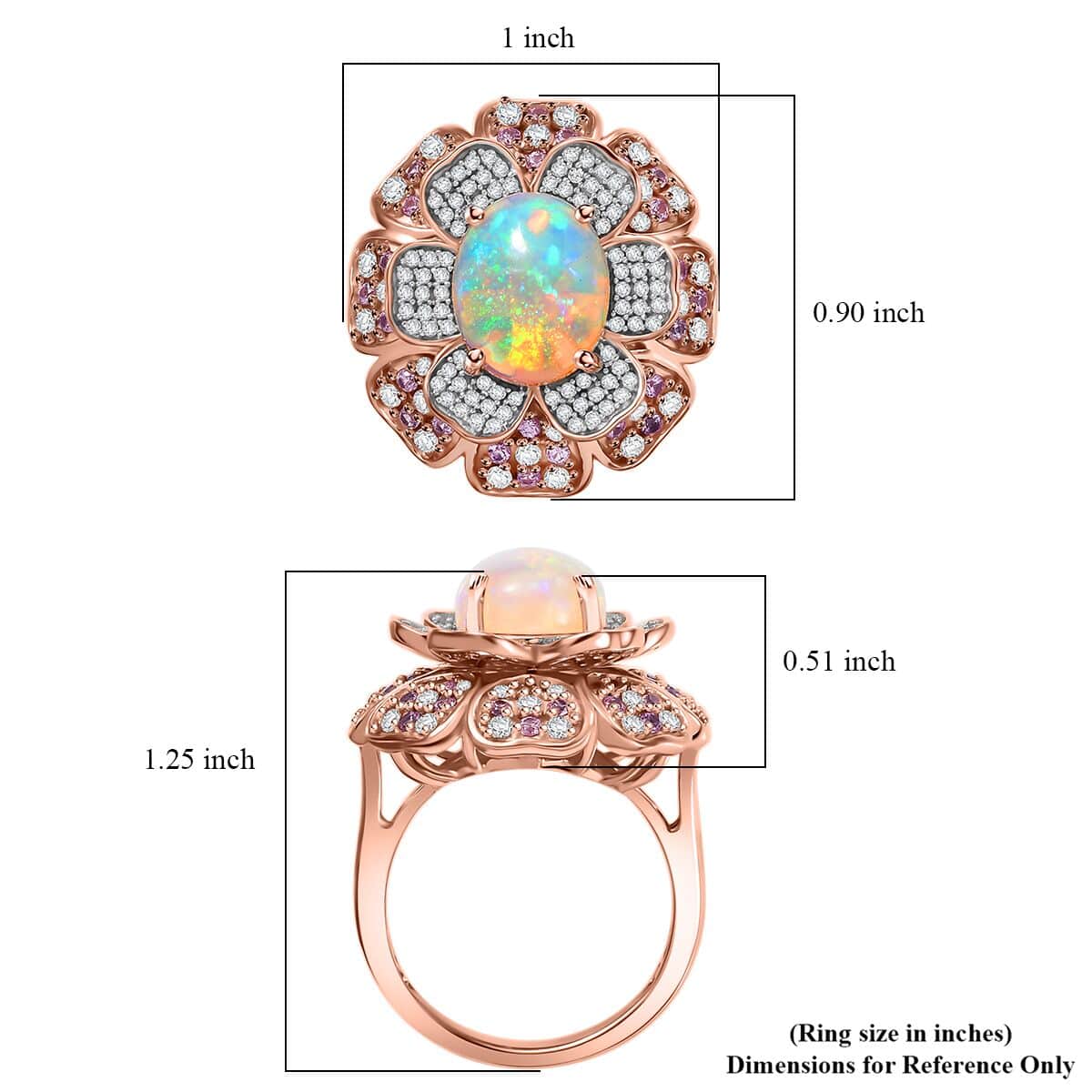 GP Italian Garden CollectionPremium Ethiopian Welo Opal and Multi Gemstone 4.00 ctw Ring in 18K Vermeil Rose Gold Over Sterling Silver (Size 10.0) image number 5