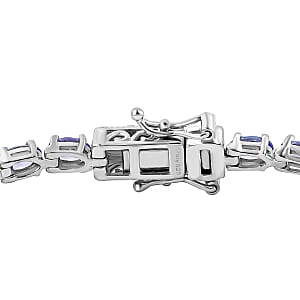 D'Joy Tanzanite 5.60 ctw Tennis Bracelet in Rhodium Over Sterling Silver (6.50 In)
