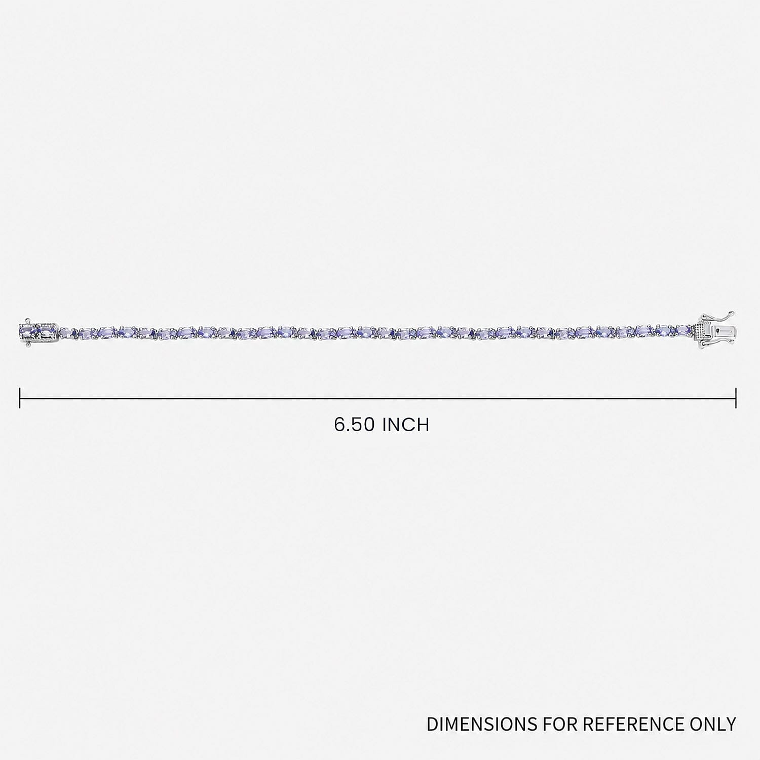 D'Joy Tanzanite 5.60 ctw Tennis Bracelet in Rhodium Over Sterling Silver (6.50 In)