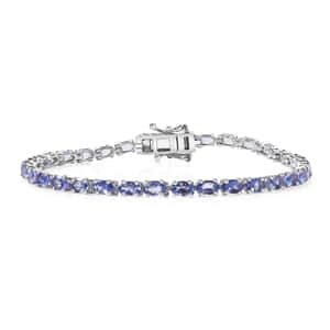 Doorbuster Tanzanite 6.15 ctw Tennis Bracelet in Rhodium Over Sterling Silver (7.25 In)