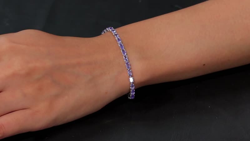 Tanzanite Bracelet in Rhodium Over Sterling Silver (6.50 In) 5.60 ctw