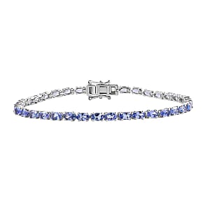D'Joy Tanzanite 6.85 ctw Tennis Bracelet in Rhodium Over Sterling Silver (8.00 In)