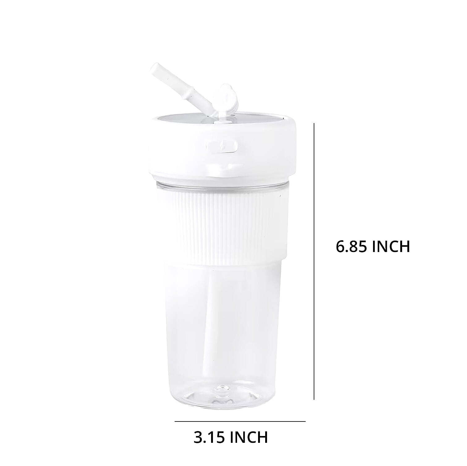 Portable and Rechargeable Juicer with Straw and Lid - White (Built-in 1200mAh Battery) (350 ml)