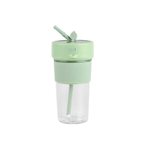 Portable and Rechargeable Juicer with Straw and Lid - Green (Built-in 1200mAh Battery) (350 ml)