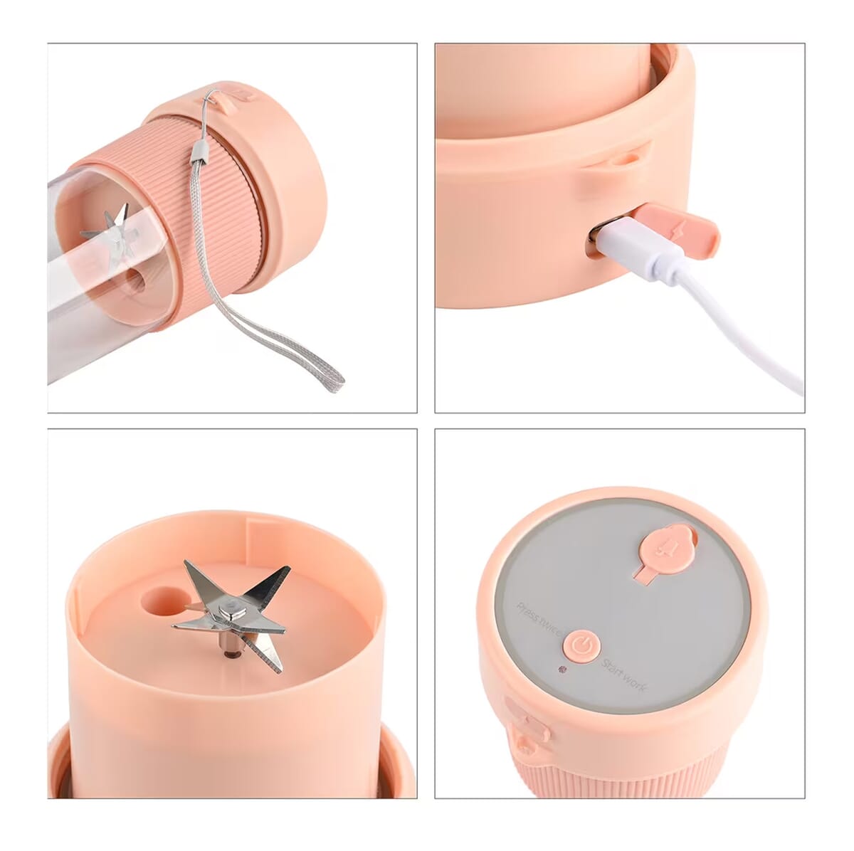 Portable and Rechargeable Juicer with Straw and Lid - Pink (Built-in 1200mAh Battery) (350 ml) image number 7