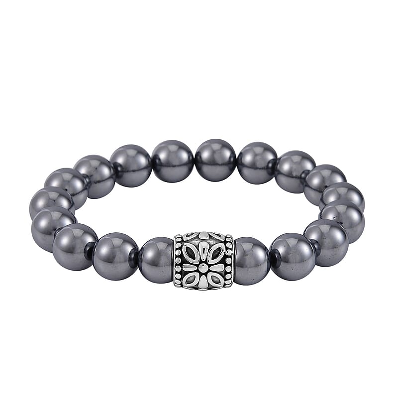 Terahertz 120.00 ctw Beaded Stretch Bracelet (Adjustable) in Stainless Steel