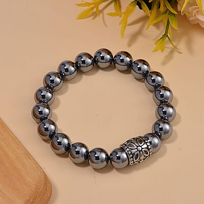 Terahertz 120.00 ctw Beaded Stretch Bracelet (Adjustable) in Stainless Steel