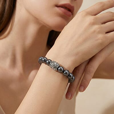 Terahertz 120.00 ctw Beaded Stretch Bracelet (Adjustable) in Stainless Steel