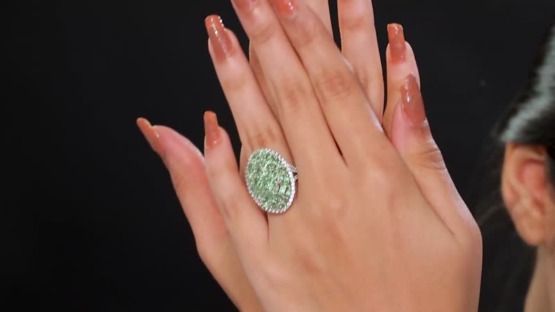 Doorbuster Tsavorite Garnet and White Zircon 4.50 ctw Ring in Rhodium Over Sterling Silver (Size 10.0)