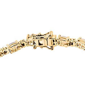 D'Joy Premium Ethiopian Welo Opal and Multi Sapphire 6.10 ctw Bloom Link Bracelet in 18K Vermeil Yellow Gold Over Sterling Silver (6.50 In)