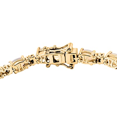D'Joy Premium Ethiopian Welo Opal and Multi Sapphire 6.10 ctw Bloom Link Bracelet in 18K Vermeil Yellow Gold Over Sterling Silver (6.50 In)