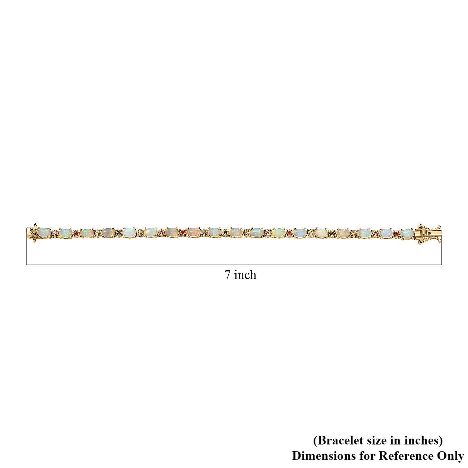 D'Joy Premium Ethiopian Welo Opal and Multi Sapphire 6.10 ctw Bloom Link Bracelet in 18K Vermeil Yellow Gold Over Sterling Silver (6.50 In)