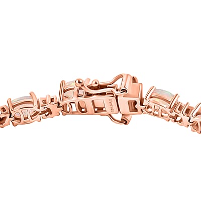 D'Joy Premium Ethiopian Welo Opal and Multi Sapphire 6.80 ctw Bloom Link Bracelet in 18K Vermeil Rose Gold Over Sterling Silver (7.25 In)