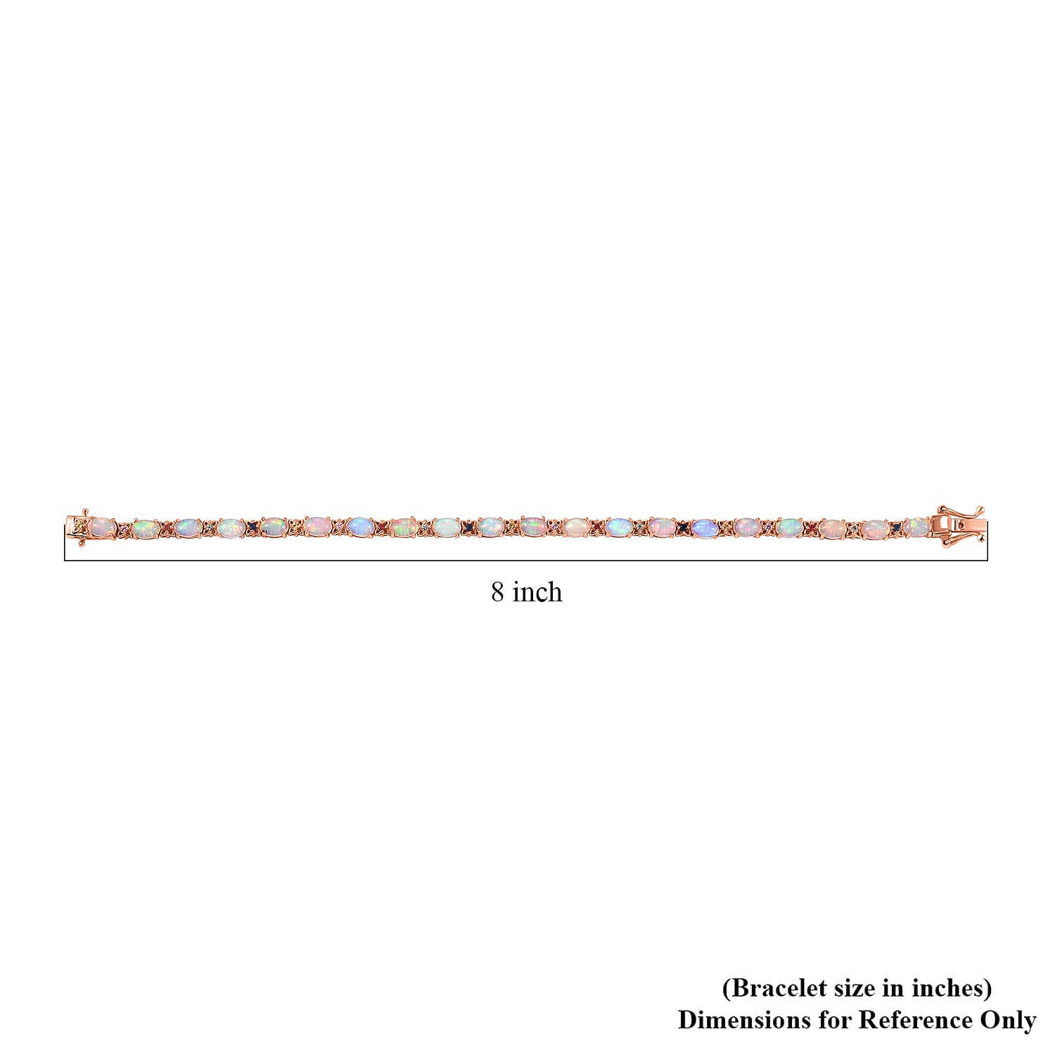 D'Joy Premium Ethiopian Welo Opal and Multi Sapphire 6.80 ctw Bloom Link Bracelet in 18K Vermeil Rose Gold Over Sterling Silver (7.25 In)