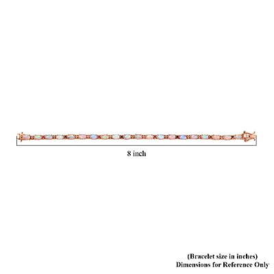 D'Joy Premium Ethiopian Welo Opal and Multi Sapphire 6.80 ctw Bloom Link Bracelet in 18K Vermeil Rose Gold Over Sterling Silver (7.25 In)