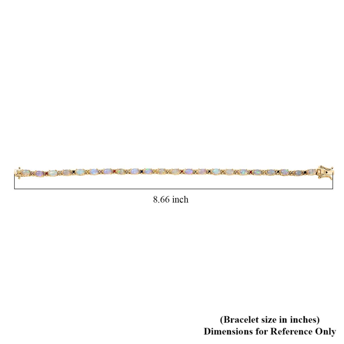 Premium Ethiopian Welo Opal and Multi Sapphire 7.50 ctw Bloom Link Bracelet in 18K Vermeil Yellow Gold Over Sterling Silver (8.00 In) image number 4