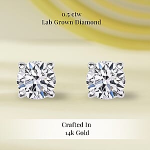 Luxuriant Lab Grown Diamond G VS 0.50 ctw Earrings in 14K White Gold