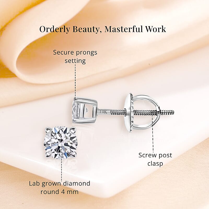 Luxuriant Lab Grown Diamond G VS 0.50 ctw Earrings in 14K White Gold