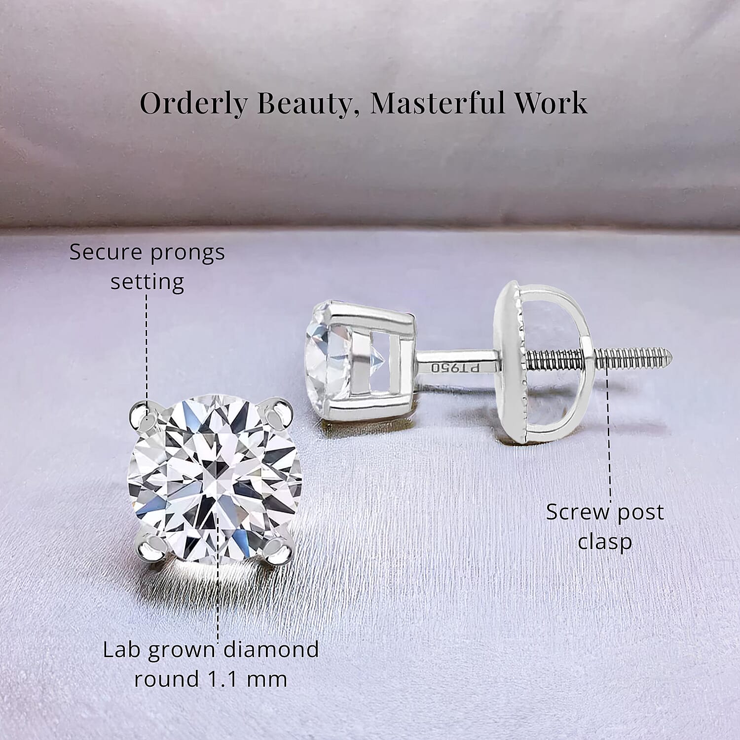 Luxuriant Lab Grown Diamond G VS 1.00 ctw Stud Noble Light Earrings in 950 Platinum