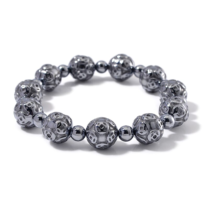 Terahertz 150.00 ctw Money Coin Carved Beaded Stretch Bracelet