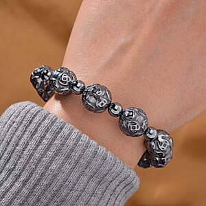 Terahertz 150.00 ctw Money Coin Carved Beaded Stretch Bracelet