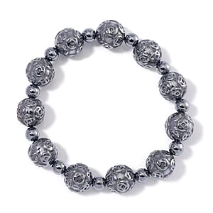 Terahertz 150.00 ctw Money Coin Carved Beaded Stretch Bracelet