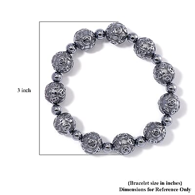 Terahertz 150.00 ctw Money Coin Carved Beaded Stretch Bracelet