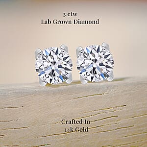 Luxuriant Lab Grown Diamond G VS 3.00 ctw Stud Earrings in 14K White Gold