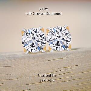 Luxuriant Lab Grown Diamond G VS 3.00 ctw Stud Earrings in 14K Yellow Gold