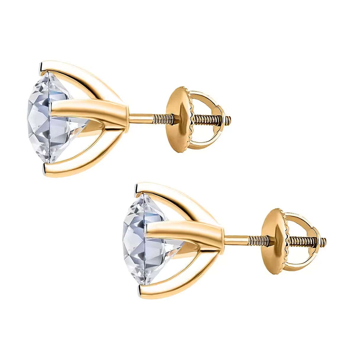Luxuriant Lab Grown Diamond G VS 3.00 ctw Stud Earrings in 14K Yellow Gold image number 9
