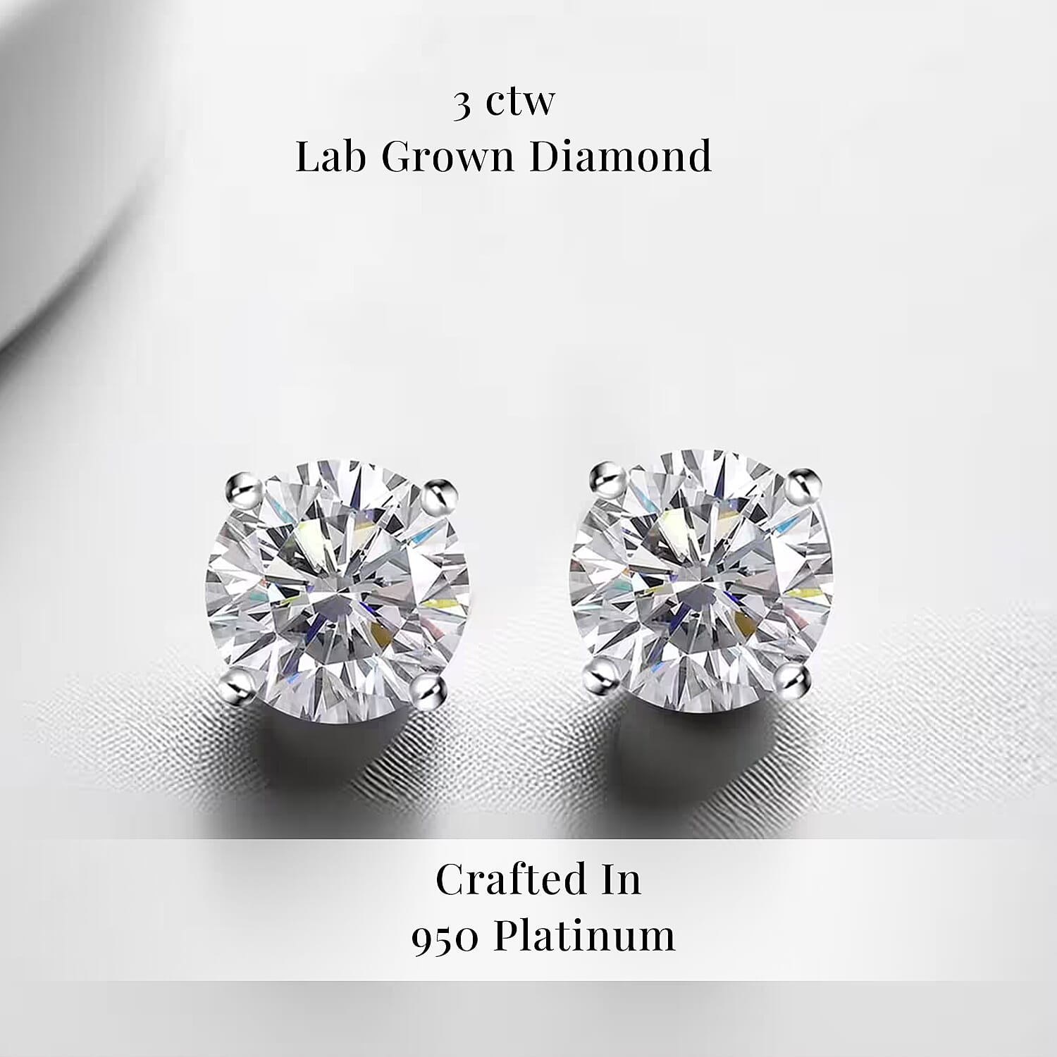 Luxuriant Lab Grown Diamond G VS 3.00 ctw Stud Earrings in 950 Platinum