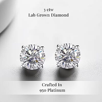 Luxuriant Lab Grown Diamond G VS 3.00 ctw Stud Earrings in 950 Platinum