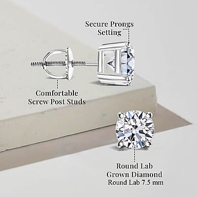Luxuriant Lab Grown Diamond G VS 3.00 ctw Stud Earrings in 950 Platinum